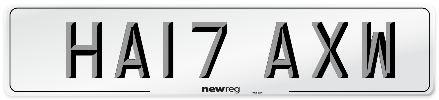 HA17 AXW Number Plate from New Reg